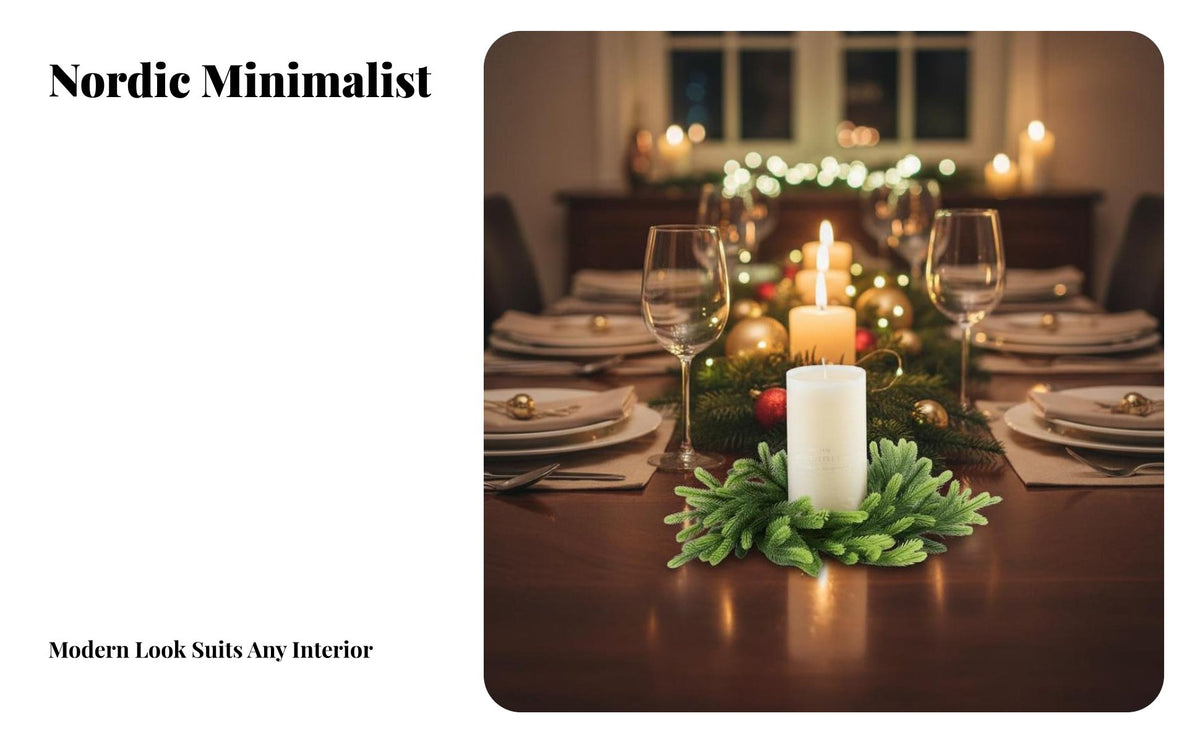 Christmas Candle Holder, Pine Needle Centerpiece, Holiday Decor for Home, Restaurant, Party