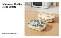 316 Stainless Steel Lunch Box, Cartoon Compartment Bento, Insulated, Microwave Safe for Office, Students