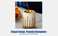 Nordic Incense Burner, Gold Metal, Ceramic, European, Indoor Decor