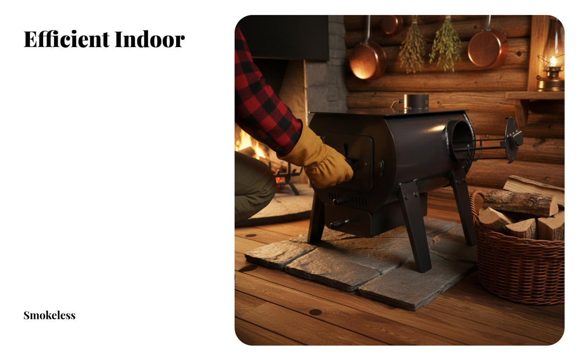 Carbon Steel Multi-Functional Heater Stove, Smokeless Indoor Burner, Cooking & Grilling, Adjustable Valve
