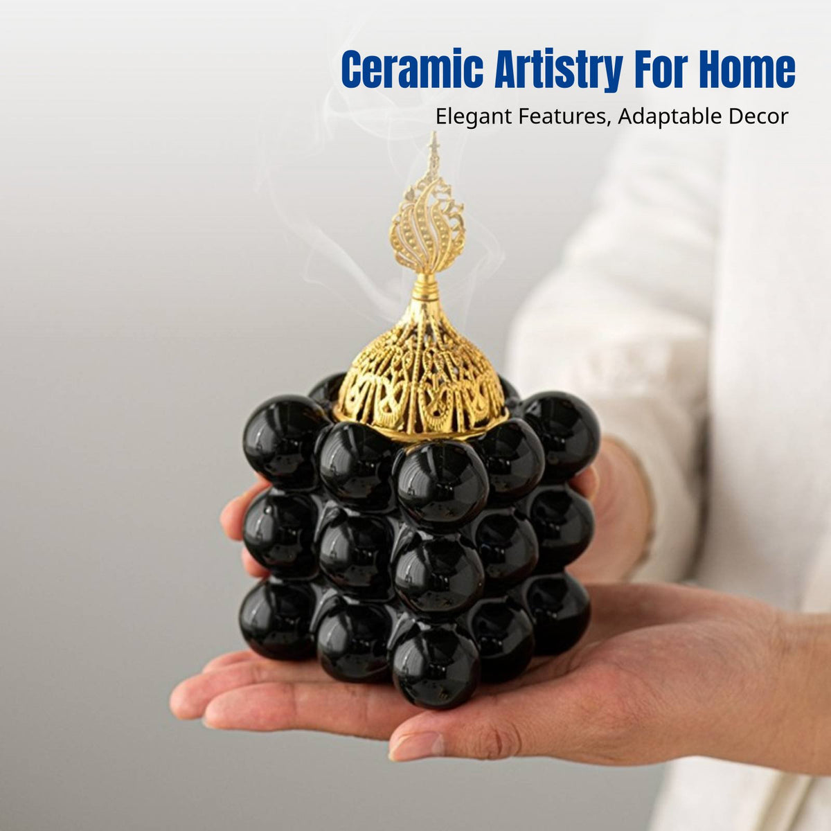 Modern Luxury Square Ceramic Incense Burner, Home Decor, Living Room, Middle Eastern Style