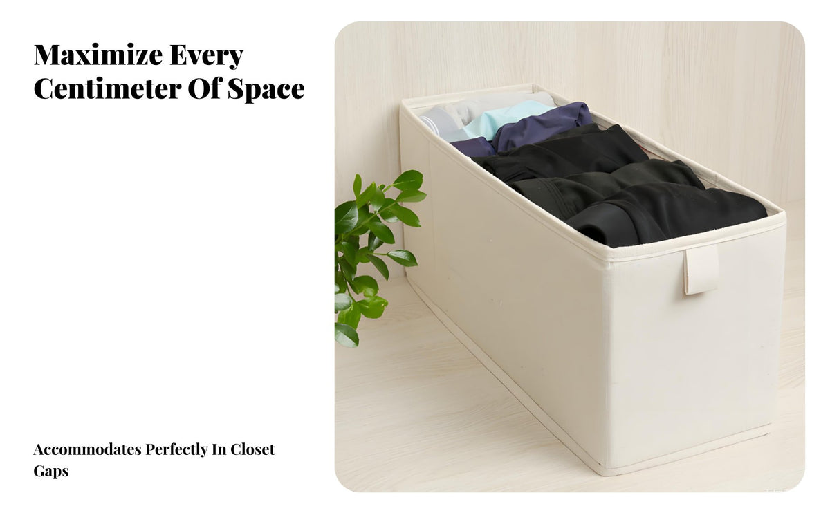 Cotton Linen Storage Box, Fabric Organizer, Gap Design, Wardrobe Clothes Sorting, Layered Compartment