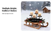Black Iron Candle Holder, Tray, Multitier, Festive, Table Display