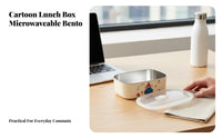 Cartoon Compartment Bento Box, 304 Stainless Steel, Microwaveable For Adults