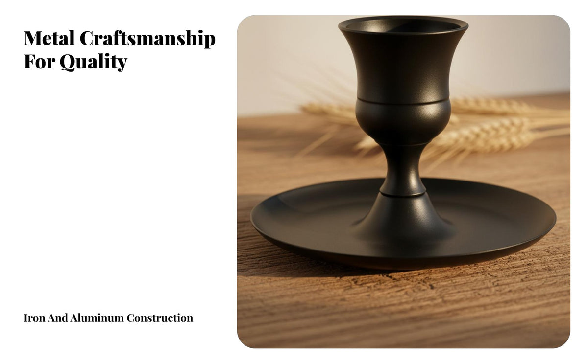 Vintage Iron Candle Holder, Black Finish, Metal Craft, Home Decor, Prop