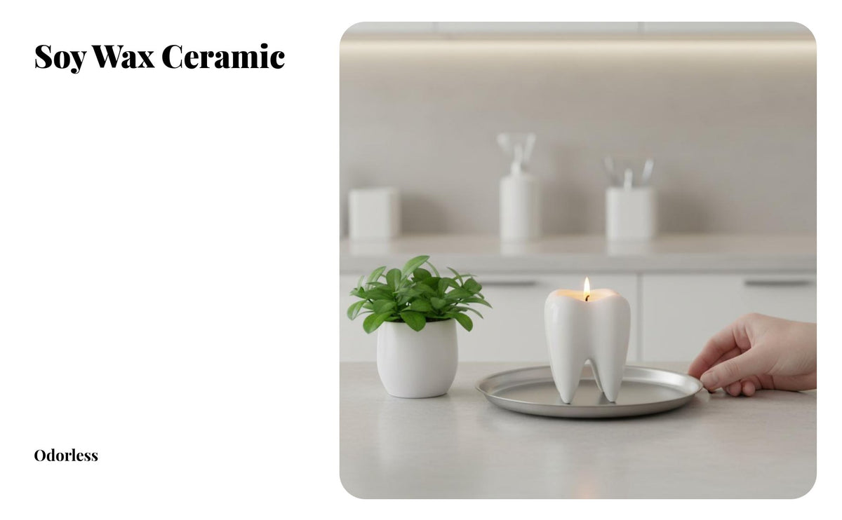 Aromatherapy Candle, Cartoon Tooth Ceramic Holder, DIY Soy Wax, Home Decor