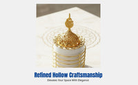 Gold Metal Ceramic Incense Burner, Modern Luxury Desktop Holder, Middle Eastern Arabic Design, Indoor Use