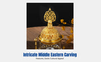 Crystal Glass Aroma Burner, Charcoal Incense Holder, Middle Eastern Arabic Design for Living Room Decor