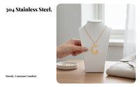 Celtic Knot Half-Moon Drop Necklace, Stainless Steel, Unisex, Modern Minimalist