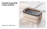 304 Stainless Steel Bento Box, Double-Tier, Leakproof, Insulated, Portable, Microwave Heating, for Students, Office Workers