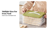 Food Grade Dumpling Box with Lid, Large Capacity Transparent Thickened Multitier Freezer Storage