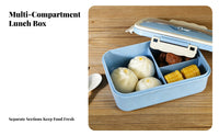 Wheat Lunch Box, Portable Bento Box with Handle, Compartment Food Container for Students, Office, Outdoor