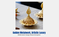 Middle Eastern Arabian Incense Burner, Hollow Metal, Gold Luxury, Creative Desktop Decor