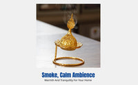 Mini Gold Metal Incense Burner, Round Hollowed, Ceremony, Middle Eastern Decor