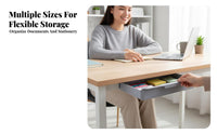 Adhesive under-desk drawer, no-drill install.