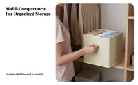 Fabric Storage Box, Foldable Dustproof Organizer, Handle, Open Top, Clothes, Bedroom