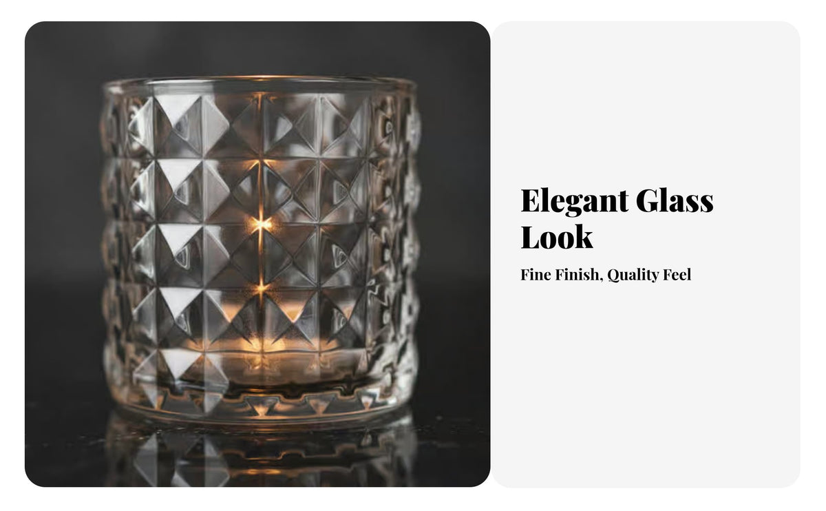 Glass Candle Holder, Minimalist Transparent Scented Candle vessel, Decorative Pattern, Home, Living Room, Bedroom