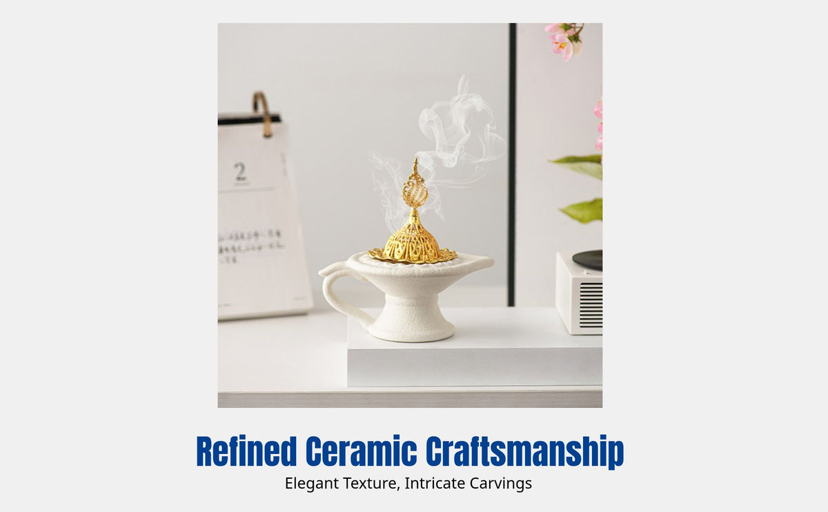 Modern Ceramic Incense Burner, Aladdin Lamp Holder, Middle Eastern Decor, Holiday Decoration