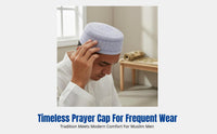 Flat Top Muslim Prayer Cap for Men, Summer Mesh, Geometric Embroidery, Breathable, Foldable