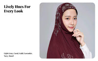 Crystal Linen Prayer Hijab, Malaysia Design Scarf, Stylish Turban Cap, Muslim Head Cover