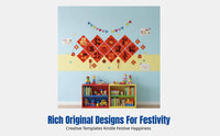 Handmade Paper-Cutting New Year Print Kit, DIY Fu Character Stencil Set, Children's Holiday Craft Tools