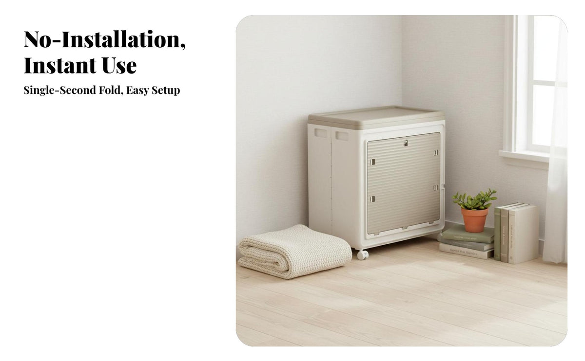 Large Capacity Foldable Storage Box, Wardrobe Cabinet with Hinged Lid, Double Door Bedroom Organizer