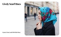 Ethnic Russian Floral Headscarf, Square, Warm, Dustproof, Adaptable