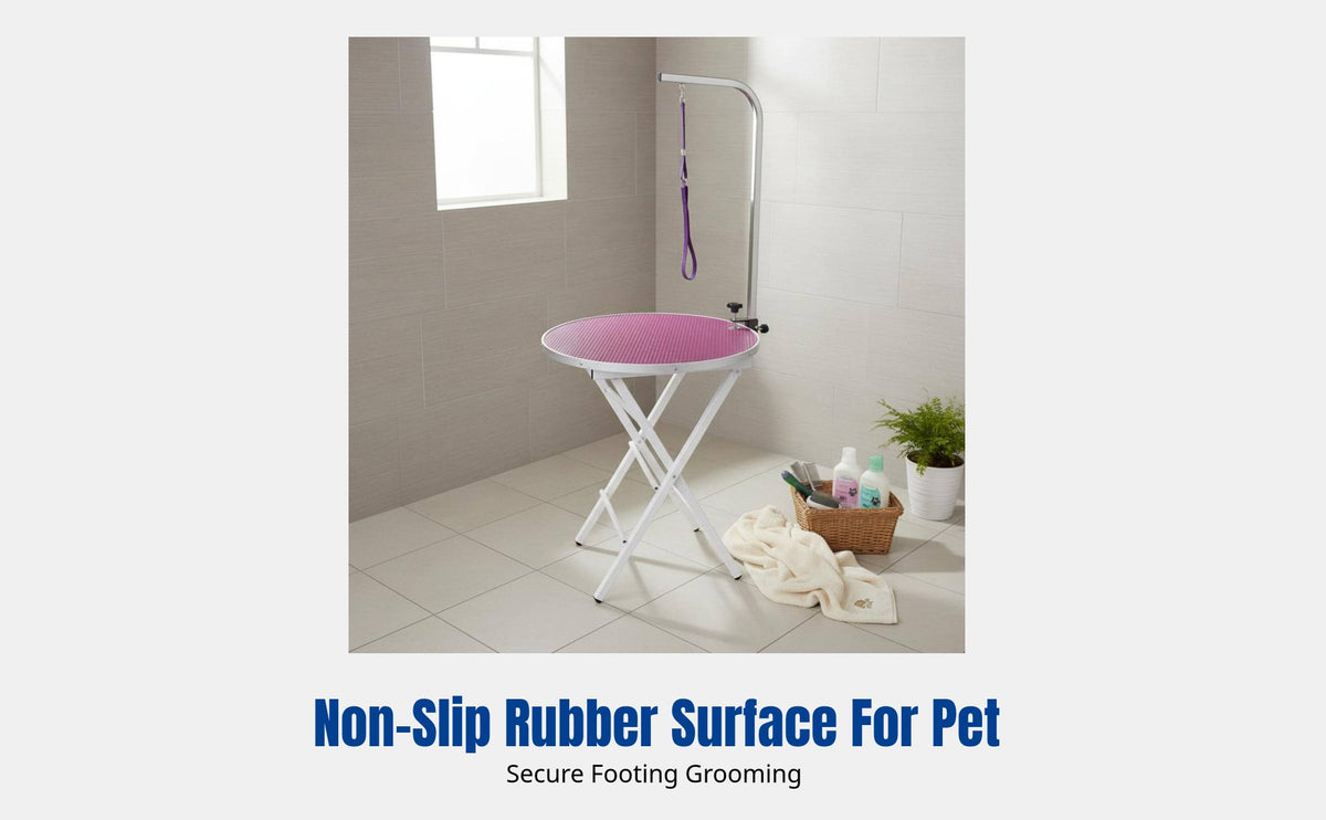 Pet Grooming Table for Cats and Dogs, Foldable Non-Slip Portable Table with Adjustable Arm, Home Bathing Station