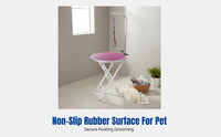 Pet Grooming Table for Cats and Dogs, Foldable Non-Slip Portable Table with Adjustable Arm, Home Bathing Station