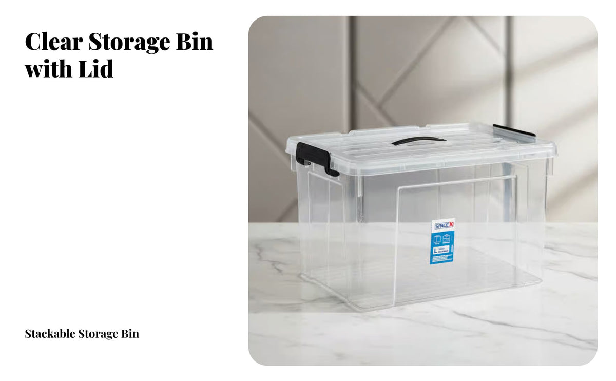 Plastic Storage Box, Transparent Handheld Organizer, Multi-Size Container for Clothes, Toys, Car, Home