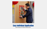 Zhong Kui Door Sticker, Malevolent Spirit Dispelling God Image, PVC, Home Protection, Red Festive
