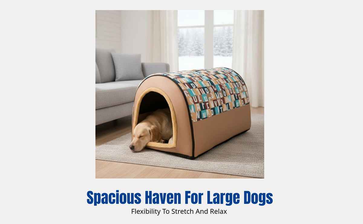Winter Warm Dog House, Large Enclosed Pet Bed, Removable and Washable, Thickened, All-Season, Cozy for Big Dogs