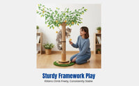 Large Cat Scratching Post, Tall Sisal Tree, Space-Saving Climbing Tower for Apartments, Multi-Functional Play