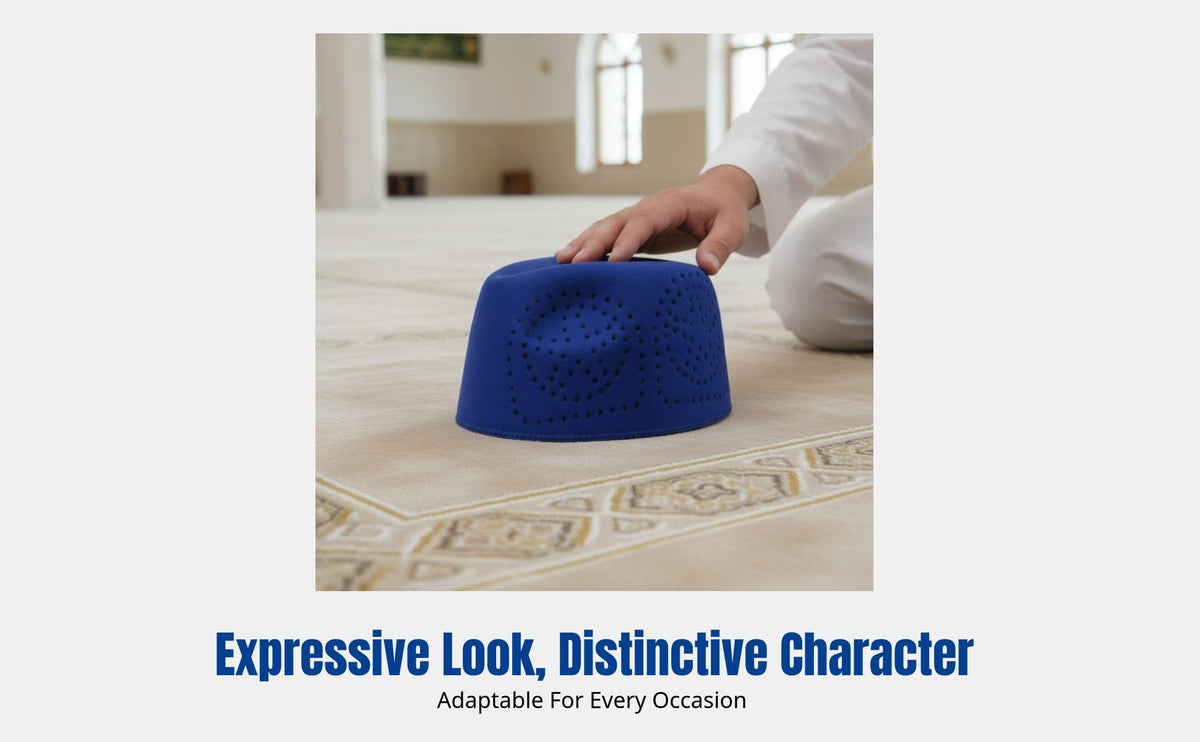 Ethnic Hollow Openwork Islamic Prayer Cap, Unisex, High Top, Breathable, Autumn Style