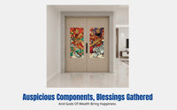 Horse Year Door Protector Poster, Fu Character Door Sticker, Holiday Couplets, Home Protection Decor, Pane Flower, God of Wealth
