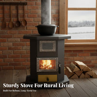Indoor Wood Gasification Stove, Thickened Octagonal Heater, Multi-Functional for Rural Use