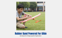 Rubber Band Powered Airplane, DIY Assembly Glider Model, Science Experiment Kit for Kids, Durable PP & Wood, Colorful Random Design