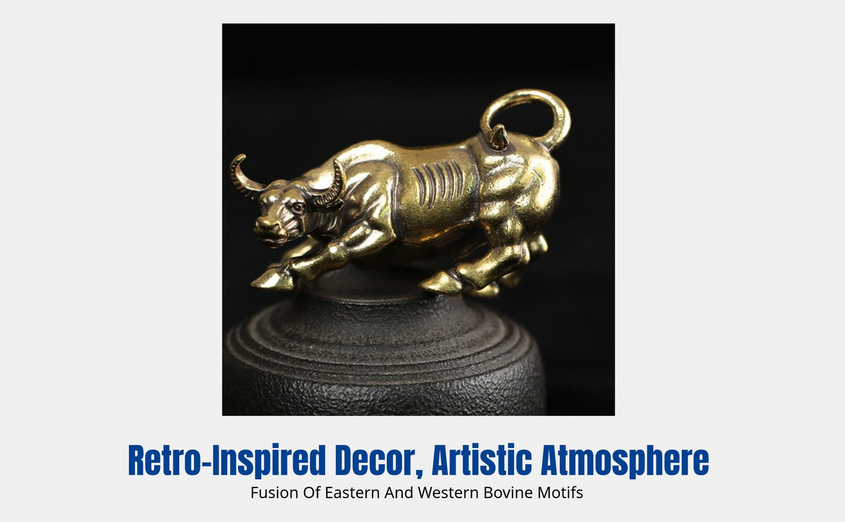 Brass Bull Figurine, Zodiac Ox Sculpture, Vintage Creative Decor, Sturdy Metal Bull