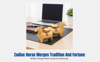 Sturdy Alloy Horse Figurine, Fortune Wealth Decor, Brass Desktop Ornament, Gift