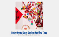 Retro Hong Kong Style New Year Hanging Tag, Paper Ornament, 2026 Holiday Lucky Character Decor