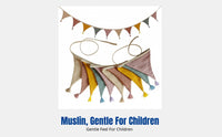 Muslin Cotton Triangle Bunting Banner, Kids Room Decor, Nursery Party Garland, Holiday Hanging Flag