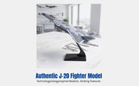 J20 Fighter Jet Model, Alloy Material, Realistic Display, Boys Room Decor