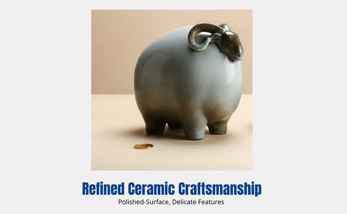 Ceramic Sheep Figurine, Zodiac Decor, Modern Minimalist Accent for Living Room, Office, Entryway
