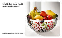 304 Stainless Steel Fruit Bowl, Artistic Hollow Design, Elegant Centerpiece for Living Room Table