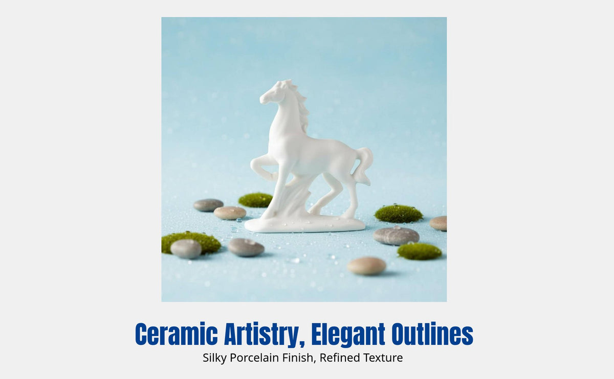 Ceramic Horse Figurine, Eight Steeds, Minimalist Home Office Entryway Decor