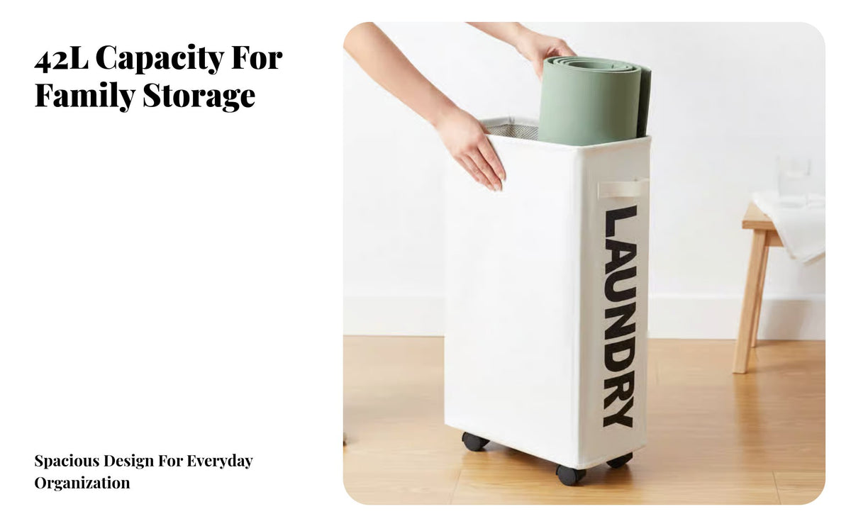 Laundry Basket, Oxford Fabric Foldable Storage Bin with casters, Large Capacity, Home Organizer