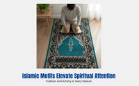 Gold Plush Prayer Rug, Anti-Slip, Middle Eastern Design, Living Room, Bedroom, Random Pattern