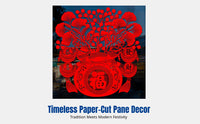 Chinese New Year Window Paper Cut, Flocked Fu Character Static Cling, Glass Door Sticker