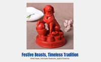Red Cinnabar Celestial Creature Figurine, Resin Feng Shui Decor, Zodiac Animal, Living Room Decoration