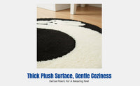 Cartoon Hare Round Flocking Carpet, Cute Animal Pattern Rug, Soft Plush Mat for Bedroom, Living Room, Vanity, Chair